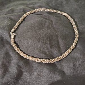 silver tone mesh rope and silver beaded twist necklace stunning, 18 in long